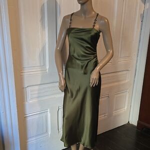 Elegant Emerald Green Satin Dress